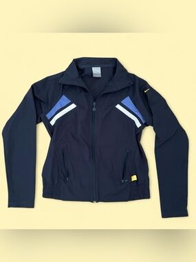 Nike Navy Women's Track Jacket with Blue & White Accents